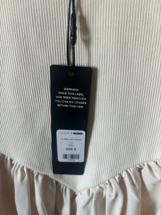 Fashion Nova Classic Midi Dress in Cream | Smalll - Picture 5 of 6